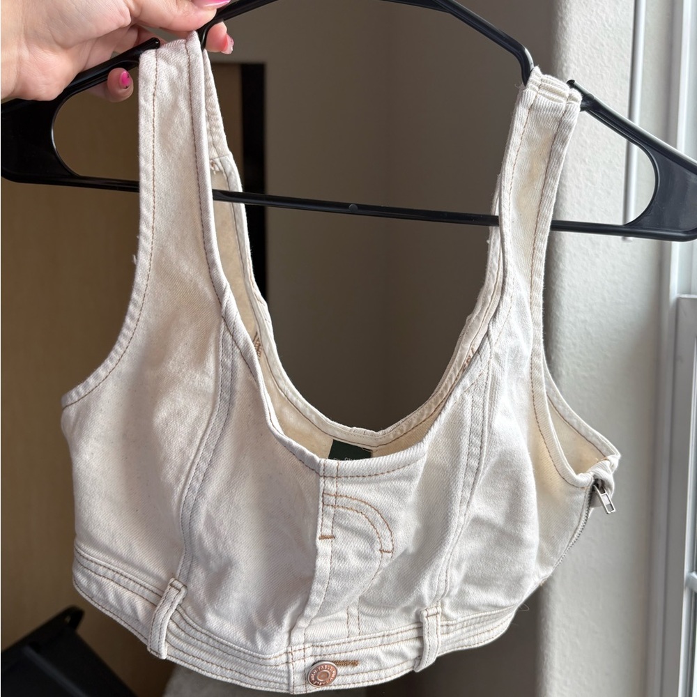 Wild Fable Off-White Denim Crop Top